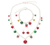 Healeved Bijoux de Clochettes Colorées pour Femme Bracelet Collier et Boucles Oreilles Festifs Accessoires de Fête Élégants pour Célébrations Hivernales