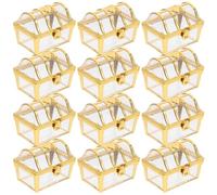 Healeved Boîte à Bonbons Mariage Coffret 12 Pièces Doré Perforé Style Coffre au Trésor, Contenant pour Sucreries Fête, Boîte D'emballage Créative pour Invités et Célébrations