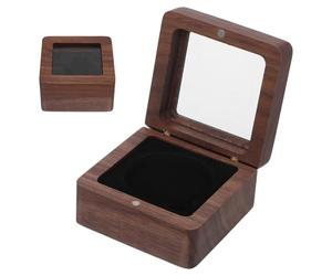 Healeved Boîte à Défi Bois avec Fenêtre Transparente et Mousse Protectrice Étui de Rangement pour Commémoratives Vitrine de Collection Sécurisée pour Collectionneurs