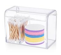 Healeved Boîte à Double Compartiment, Contenant pour Cotons-tiges en Acrylique avec Couvercle, Grand Format, Organisateur de Bijoux et Boucles D'oreilles pour Salle de Bain
