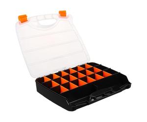 Healeved Boîte à Outils et Renforts Latéraux en Plastique Compartiments Amovibles Conteneur de Rangement Transparent pour Ateliers et Magasins