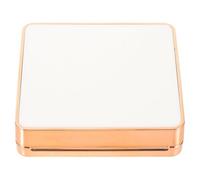Healeved Boîte Vide de Fond de Teint Magnétique Carré avec Miroir et Houppette, Contenant Rechargeable pour Crème Teintée Cc, Format Compact Portable Blanc et Rose Doré, Accessoire