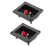 Healeved Boîtier de Bornier de Haut-Parleur Noir en Abs et Cuivre, 2 Pièces, Connexion Sécurisée et Identification Facile, Adapté pour Audio et Boîtes de Scène