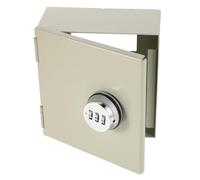 Healeved Boîtier de Protection Verrouillable pour Prise Électrique 86 Type Coffret Métal Beige Résistant aux Intempéries Serrure à Code Rotative Protection Sécurité Intérieure et