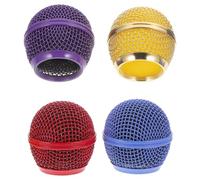 Healeved bonnette anti-vent pour microphone, remplacement de la grille du microphone, tête de micro en métal, 4pcs, compatible for sm58, pour enregistrement et scène, installation facile