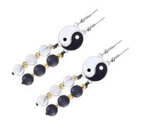 Healeved Boucles D’oreilles Pendantes Tai-chi Yin Yang en Alliage Goutte D’huile, Décorations D’oreilles pour Femmes, Lot 2 Paires, Noir et Blanc, Bijoux pour Soirée