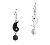 Healeved Boucles D’oreilles Pendantes Taiji Yin Yang en Alliage Léger Noir et Blanc, Bijoux Longs pour Femmes, Style Minimaliste, Usage Quotidien et Soirée, Paire Unique