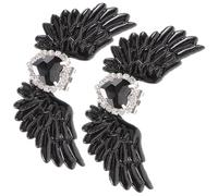 Healeved Boucles de Chaussures Clips Décoratifs Ailes D’Ange et Cœur avec Pierres Noires 1 Paire de Clips Décoratifs pour Chaussures Femmes Accessoires Mode Mariage et Fête Légers et