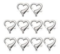 Healeved Boucles de Paquet Mousqueton en Alliage de Zinc 10 Pièces Argentées de Cœur Accessoires DIY pour Porte-Clés Paquet et Valises Légers et Solide pour Création Artisanale