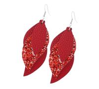 Healeved Boucles d'Oreilles Cuir à Paillettes Rouges, Pendantes, pour Femmes, Accessoires Adaptés aux Fêtes Style Quotidien