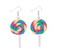 Healeved Boucles D'oreilles en Pâte Polymère Forme Sucette pour Femmes, 4pcs, Légères et Faciles à Porter, pour Party ou Voyage, Élégantes et Stylées Couleur Aléatoire