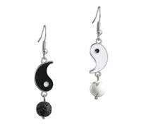 Healeved Boucles D'oreilles Pendantes Yin et Yang Noires et Blanches, 1 Paire de Bijoux pour Femmes et Filles, Design Minimaliste Taiji, Légères et Élégantes pour Fêtes et Cérémonies