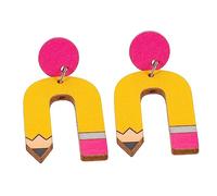 Healeved Boucles Oreilles Crayon Bois Géométrique Pour Femmes Bijoux Pendants Enseignante Pour Fêtes Et Quotidien