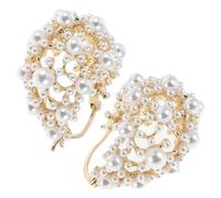 Healeved Boucles Oreilles Créoles pour Femmes avec Perles de Culture Design Ajouré Français Bijoux Uniques et Légers pour Toutes Occasions