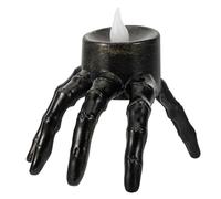 Healeved Bougie LED sans Flamme de Main Squelette Bougies Chauffe-Plat à Piles pour Décoration Halloween Intérieure Veilleuse Ambiance Automne et Fête Décoration Chambre et Salle de