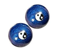 Healeved Boules de Massage Baoding 42mm en Émail Souple Lot de 2 Boules Anti-stress Bleu Motif Taiji la Main pour Relaxation et Bien-être