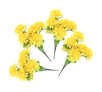 Healeved Bouquet de 4 Chrysanthèmes Artificiels Jaunes Fleurs de Cimetière Résistantes pour Décoration Extérieure Fausses Fleurs Tombales Réalistes pour Monuments Commémoratifs et