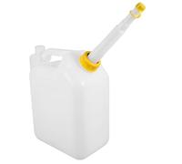 Healeved Bouteille de Mélange D'essence 4l avec Tuyau Pratique en Abs Blanc pour Tronçonneuse et Kart, Flacon Léger avec Bec Verseur pour Moteur 2 Temps