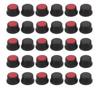 Healeved Bouton Rotatif de Réglage du Volume 28x15,5 Mm en Plastique, Lot de 30 Pièces Noir et Rouge, Compatible Potentiomètre Guitare Électrique, Table de Mixage Dj et Contrôleur