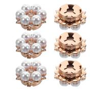 Healeved Boutons de Manchette Fleur et Perles en Alliage, Couvre-Boutons Décoratifs Amovibles de Smoking Homme, Clips Élégants pour Mariage et Gala, Lot de 6