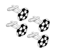 Healeved Boutons de Manchette Football Métal Ronds, Style Classique, 4 Pièces, pour Chemise Homme, Accessoires Sport Business et Mariage, Présent Fan Foot Élégant