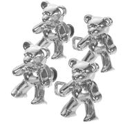 Healeved Boutons de Serrage pour Jeans 40Mm X 27Mm Lot de 2 Paires Boutons Réglables en Métal Argenté Motif Petit Ours Accessoires Réutilisables pour Pantalons Amples et Robes