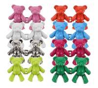 Healeved Boutons de serrage pour jeans réglables 40 mm x 27 mm en alliage de zinc, resserre-taille sans couture avec motif ours, lot de 8 paires multicolores pour pantalons et robes amples