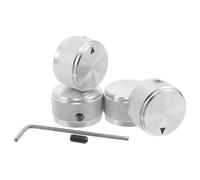 Healeved Boutons de Volume et Tonalité Guitare 6mm en Métal Argenté, Surface Moletée Antidérapante, Lot de 4 Set de Pièces pour Amplificateur, Mixeur et Équipement Audio Professionnel