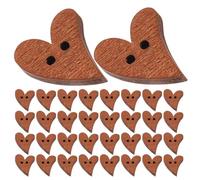 Healeved Boutons en Bois de Cœur 16x20 Mm Lot de 50 Boutons Décoratifs à Coudre à 2 Trous pour Loisirs Créatifs Couture Scrapbooking et Décoration de Vêtements