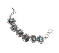 Healeved Bracelet Bohème Femme en Alliage Décor Coquille D'ormeau Colorée, Design Réglable à Boucle Triple, Élégant et Artisanal pour Anniversaire ou DIY