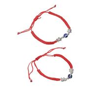 Healeved Bracelet Chanceux Éléphant et Tortue Tissé la Main Corde Rouge Réglable Perles Œil Bleu Protection Couple Présent Saint-valentin 2 Pièces