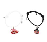 Healeved Bracelet de Couple Magnétique à Breloques Cœur 1 Paire Assortie Noir et Blanc Alliage Résistant à L’Oxydation Bijou D’Amitié Saint-Valentin Noël et Halloween Accessoires de