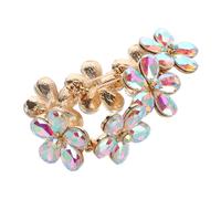 Healeved Bracelet De Mariée Irisé En Forme De Fleur Élastique Pierres Précieuses Pendentif Pour Femme Demoiselle D'Honneur Cristaux Main Floral Creux Strass Transparent