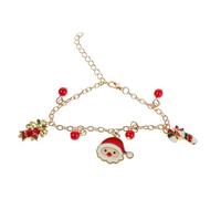 Healeved Bracelet de Noël à Breloques avec Canne de Noël et Cloches Ajustable Bijoux Festifs pour Fêtes et Occasions Spéciales