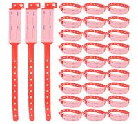 Healeved Bracelet D'identification Hospitalier Confortable en Pvc Rouge 100 Pièces Jetable, Ajustable pour Adulte, pour Peau Sensible, pour Soins Hospitaliers
