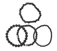 Healeved Bracelet en Cuivre Véritable pour Homme, 4 Pièces Joncs Noir Mat avec Zircons, Style Punk Élastique, Accessoire Mode Urbaine et Quotidien, Bijou Résistant