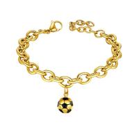 Healeved Bracelet Football en Acier Titane Doré, Chaîne de Poignet Créative Unisexe, Bijou Léger et Chic pour Décoration et Anniversaire, Accessoire Mode Punk