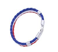 Healeved Bracelet Jonc en Alliage et Cuir Véritable, Taille Unique, Drapeau Français, Bracelet Drapeau du Pays pour Match de Football, Accessoire Mode Unisexe pour Événements Sportifs