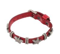 Healeved - Bracelet jonc rouge en cuir à rivets en forme d'étoile - Manchette pour concert rock, cosplay et performance scénique