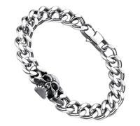 Healeved Bracelet Punk Tête de Mort en Métal Inoxydable, Chaîne de Poignet Style Gothique, Taille, Accessoire Rock pour Homme et Femme, pour Halloween et Streetwear