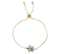 Healeved Bracelet Tortue Femme Ajustable en Zircone Cubique Dorée, Chaîne Fine à Breloque Marine, Bijou Élégant Thème Océan pour Présent Amitié et Fête Nautique