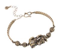 Healeved Bracelet Vintage en Laiton Pi Yao Ajustable pour Couple, Bijou Chinois Feng Shui pour Nouvel An Chinois, Bracelet Symbole de Protection et Chance, Présent Saint-valentin Homme