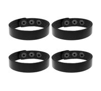 Healeved Bracelets en Cuir de Vachette Unisexe 1,6 Cm Noir, Lot de 4 Chaînes de Poignet Simples pour Couples et Étudiants, Style Rétro, Accessoires Mode Confortables Quotidien