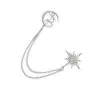 Healeved Broche Alliage Étoile à Huit Branches avec Chaîne Épingle à Poitrine Décorative Zircon Accessoire Mode pour Vêtements Cadeau Anniversaire Femme et Maman