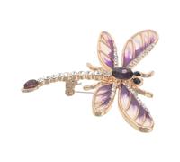 Healeved Broche Artisanale Libellule en Alliage et Cristaux Pourpre, Épinglette Légère et Élégante, Accessoire Vintage pour Châles et Paquet, Présent pour Femme