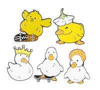 Healeved Broche Canard Mignon 5 Pièces Broches en Métal Épingle Animale en Alliage Bijoux Badge pour Femmes Accessoire Vestimentaire Fête Noël Paquet Veste Chapeau