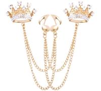 Healeved Broche Chaîne en Alliage Doré 2pcs Couronne et Note de Musique, Accessoires Charmants pour Costume, pour Fêtes et Festivals