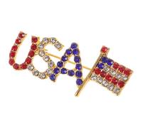 Healeved Broche Drapeau Lettres Usa Cristaux Accessoire de Mode Élégant pour Femmes pour Célébrations Patriotiques