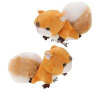 Healeved Broche Écureuil en Peluche Épingle à Animaux Douce Polyvalente Femme Accessoire Châle Pull Chapeau 2 Pièces Pelucheux Mignon Reversible Vêtements