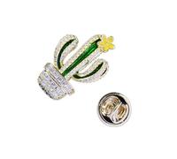 Healeved Broche en Cuivre Cactus Décorative Peinture à L'huile Épingle à Poitrine Femme Accessoire Fête Tenue Couleur Verte Élégante 4 Cm